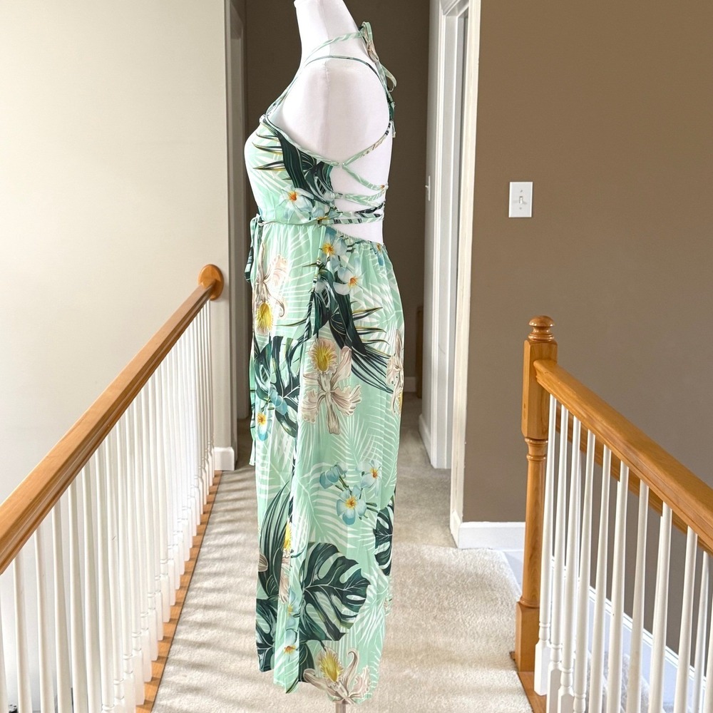 SHEIN Plus Summer Dress Tropical Floral Print Open Back Summer Cami Dress 1x - Picture 4 of 8
